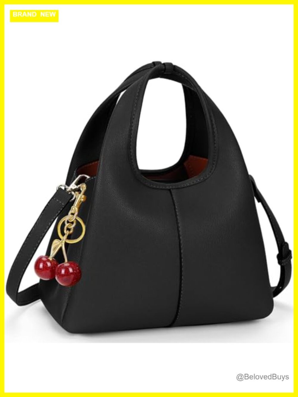 Faux Leather Top Handle Bucket Bag, Small Crossbody Purse